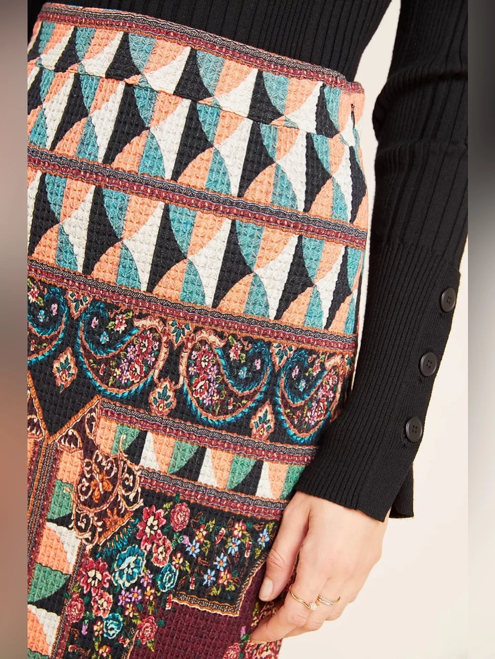 Farm Rio X Anthropologie Mixed Pattern Maxi Skirt or Dress EUC XSmall - Picture 5 of 16